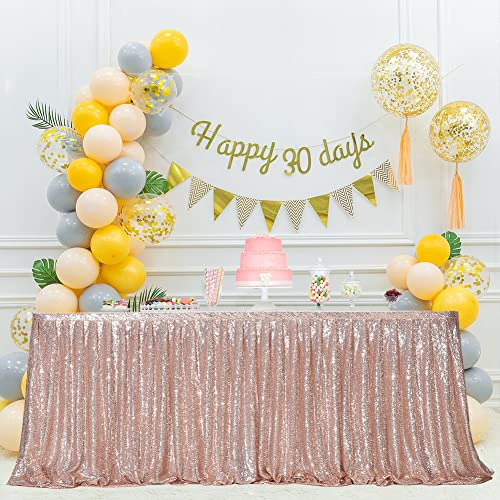 Eternal Beauty Pailletten-Tischdecke, rechteckig, rund, für Party, Hochzeit, Dekoration, Babyparty, Dekoration (Roségold, L 182 cm) x H 76,2 cm Cover