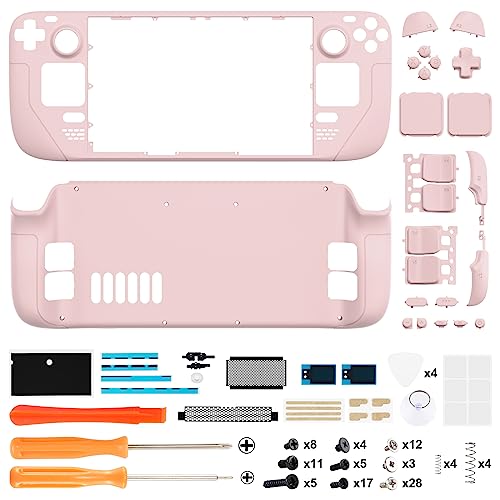 Image of eXtremeRate DIY Full Set Shell with Buttons for Steam Deck LCD, Custom Faceplate Back Plate Replacement Shell for Steam Deck LCD - Cherry Blossoms Pink [Console NOT Included]