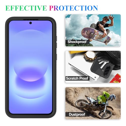 wahhle Compatible with Samsung Galaxy A37 5G Case, Built-in Screen Protector Full Body Shockproof Slim Fit Bumper Protective Phone Cover for Men Women - Black/Clear by wahhle - Image 6