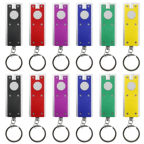 DUINIU 12 PCS LED Keychain Small Torch Light, Pocket Torch with Built-in Battery, Fashionable Key Ring Light, Mini Children's Flashlight, Suitable for Daily and Emergency Use