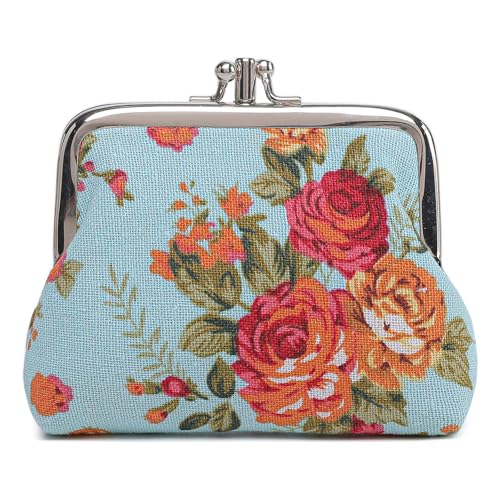 Image of Cute Floral Buckle Coin Purses Vintage Pouch Kiss-lock Change Purse Wallets