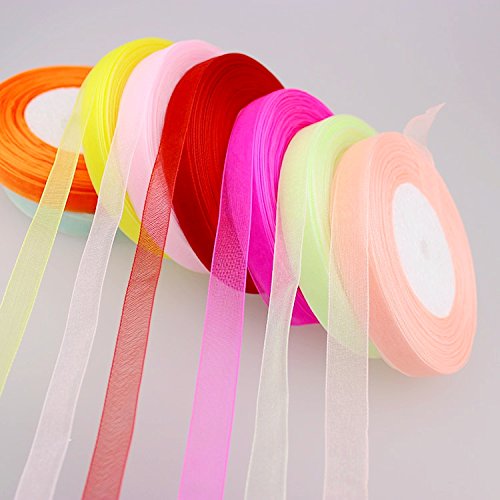 Generic BK5 : 12 мм 50 М Лента Из Органзы Одежды Швейные Ткань DIY Подарочная Упаковка Свадебные Украшения Ленты Ленты Рождество Праздничные Атрибуты