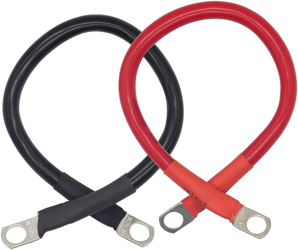 2pcs Battery Cable with Eyelets Positive and Negative Excellent Conductivity for Car Rv and Power Inverters