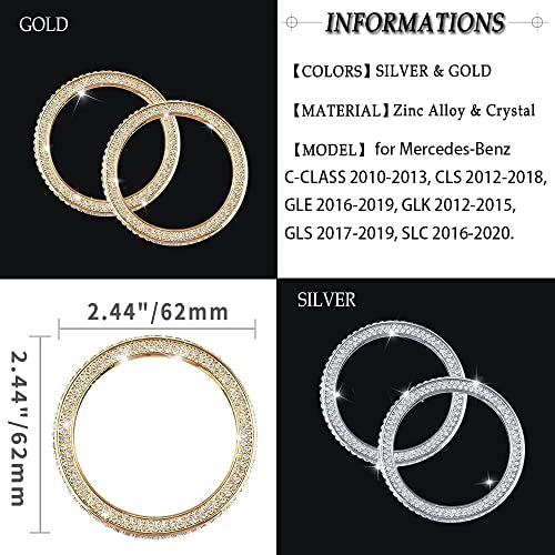 1797 Compatible AC Knobs Caps for Mercedes Benz Accessories Bling Parts Air Conditioner Control Cover Decals Interior Decorations W204 X204 W166 C GLE GLS Class GLK AMG Women Men Crystal Silver 2 Pack