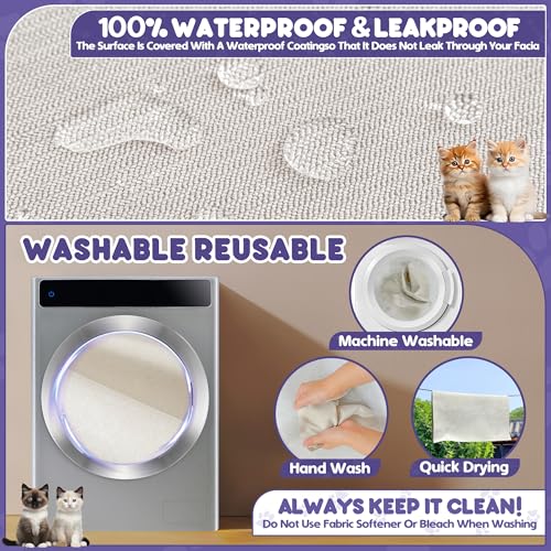 Loiion Sofaschutz Katze, Sofabezug 2 Sitzer Couch Schutz Katze, Rutschfester Couch Überwurf, Sofabezug Wasserdicht, Schonbezug Sofa für Haustier Kinder Katzen Hunde, Beige, 300x180cm
