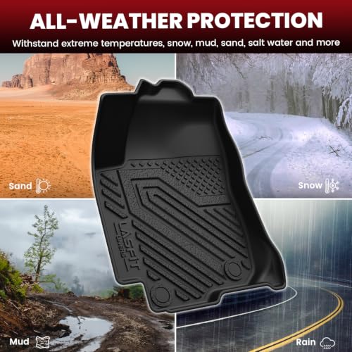 Image of LASFIT Floor Mats&Trunk Mat for Toyota RAV4 2013-2018 (Not Fit Hybrid) All Weather TPE Custom Fit Floor Liner for Toyota RAV 4 LE /XLE /SE /Limited /Platinum /Adventure Front and Rear 2 Row Car Mats,Black