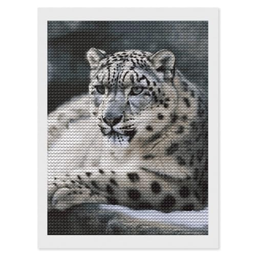 Peinture diamant ronde léopard des neiges idée cadeau