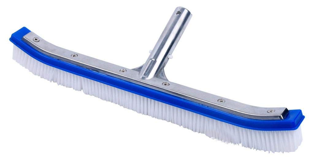 18" Swimming Pool Brush With Aluminium Handle for Cleaning Walls, Algae Remover Scrubber, Nylon Fibre Specially Designed for Pond Walls and Tiles