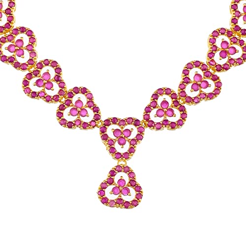 Pink Round Cut Zircons Cutwork Jewellery Set, Sparkling Essentials