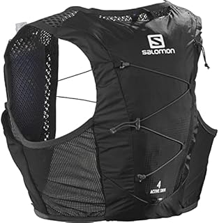 SALOMON Active Skin 4 Set Unisex Hydration Vest with 2 Soft Flasks (500ml), Trail Running and Hiking, Black Ebony