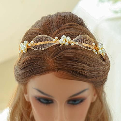 Casdre Pearl Bride Wedding Headband Gold Bridal Headpiece Hair Piece Hair Accessories For Women And Girls #TOP5