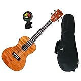 Kala KA-CEME Concert Satin Exotic Mahogany Ukulele w/ Built In EQ, Gig Bag, and Tuner