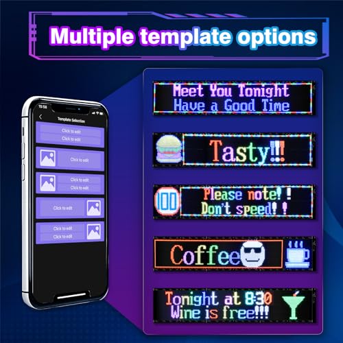 Image of Double Row Programmable LED Signs | Business Scrolling LED Sign | Flexible LED Advertising Sign | Bluetooth APP | Custom Editor Text | for Store Bars Hotel (37 inchx 8 inch)