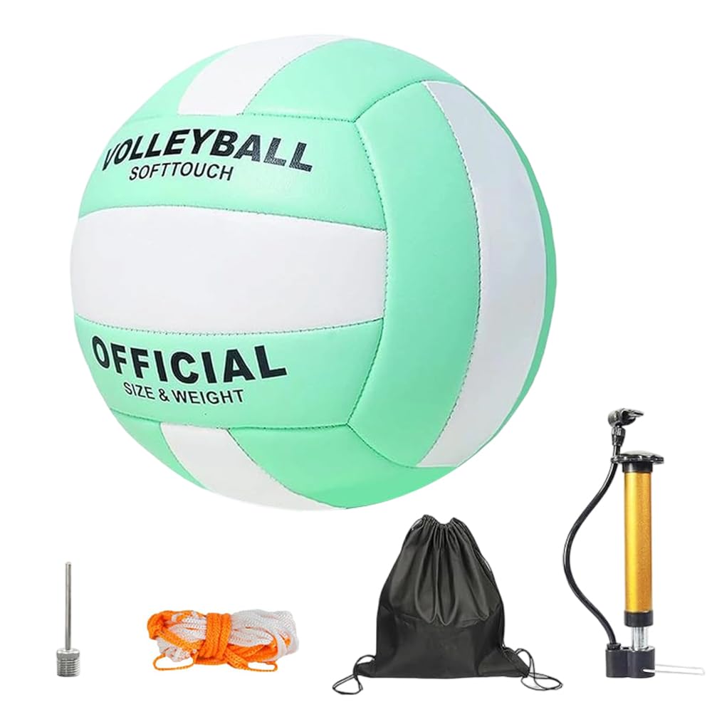 Pelota Voleibol Tamaño 5 de Cuero Suave con Inflador para Playa y Arena