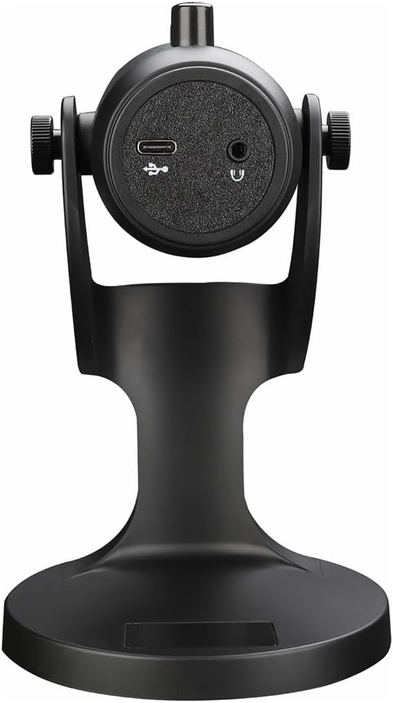 Terug view of havit GK59 Gaming Microphone showing USB-C and 3.5mm headphone ports