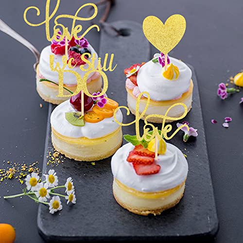 24 Pack We Still Do Cupcake Toppers Glitter Love Heart Marriage Anniversary Cupcake Picks Bridal Shower Wedding Engagement Birthday Cake Decorations Supplies Gold #TOP4