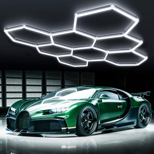 Lámpara de techo LED hexagonal de 30800LM para taller, almacén y garaje con tubos enlazables