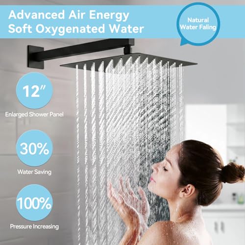 Image of Shower System with Body Jets,4 Way Shower Faucet Set,Matte Black