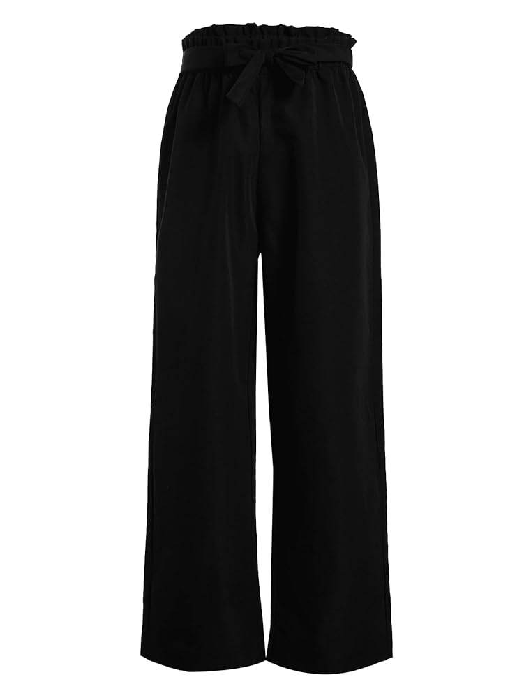 Amazon.com: WDIRARA Girl's Paper Bag Waist Belted Wide Leg