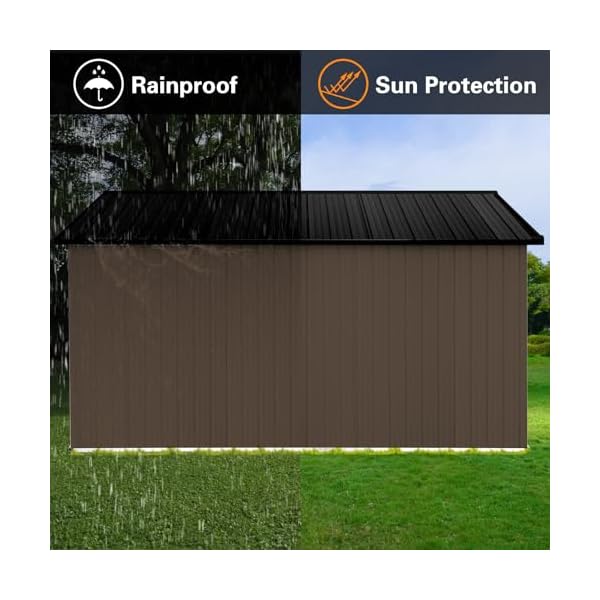   10x12-FT-Outdoor-Storage-Shed-Large-Metal-Garden-Shed-with-4-pane-Window-Outside-Tool-Shed-with-Lockable-Hinged-Door-4-Air-Vents-Waterproof-Storage-Building-for-Backyard-Patio-Lawn-BrownBlack