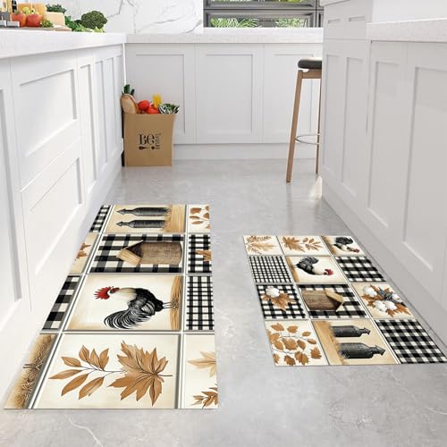 Tapis de cuisine haut de gamme style ferme chic avec support caoutchouc isolant - 4
