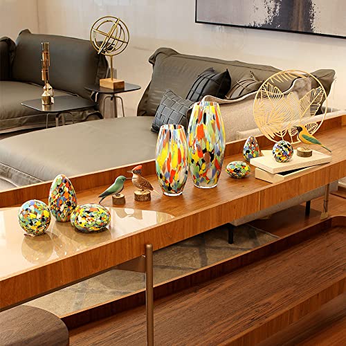 Cá D'oro Glass Vase Multicolor Confetti Hand Blown Murano-Style Art Glass For Flower And Decor - Model Oliva G #TOP6