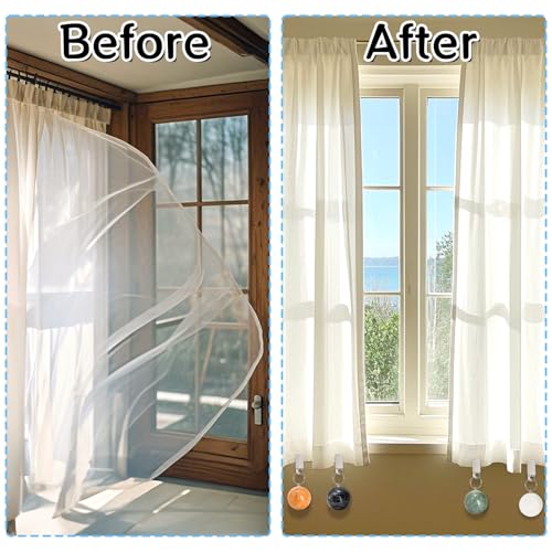 Goaste 8 Pieces Tablecloth Weights, Table Cloth Pendant Stones with Metal Clips, Ball Shape Marble Table Cover Hangers, Heavy Duty Clip Weights for Outdoor Picnic Tables, Curtains, Flags, Banners
