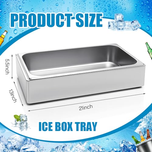 Ice Housing Bin with Removable Tray Ice Holder Container Wine Beer Champagne Drink Bucket Beverage Tub for Freezer Display Buffet Bar Counter Party Drink Chiller(Stainless Steel,21\" X 13\" X 5.5\") - Thumbnail 2