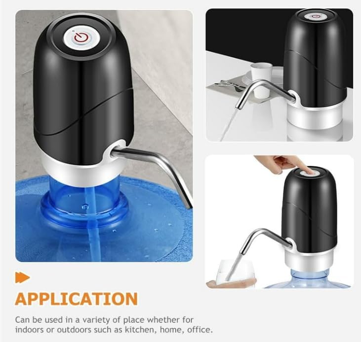 Image of Qlect Premium Automatic Electric Water Dispenser Pump for 20 Litre Bottle Portable Water Pump Dispenser for Home, Office, and Outdoors | 1200 mAh C-Type Fast Charging Battery (Black)