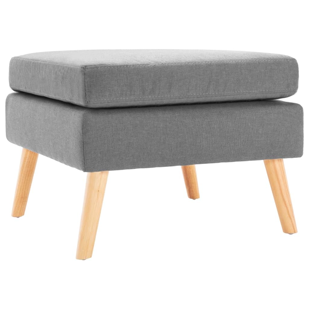Pouf Ottoman Gris Clair en Tissu, Repose-Pied Salon Chambre Bureau Coussin Confort 54cm