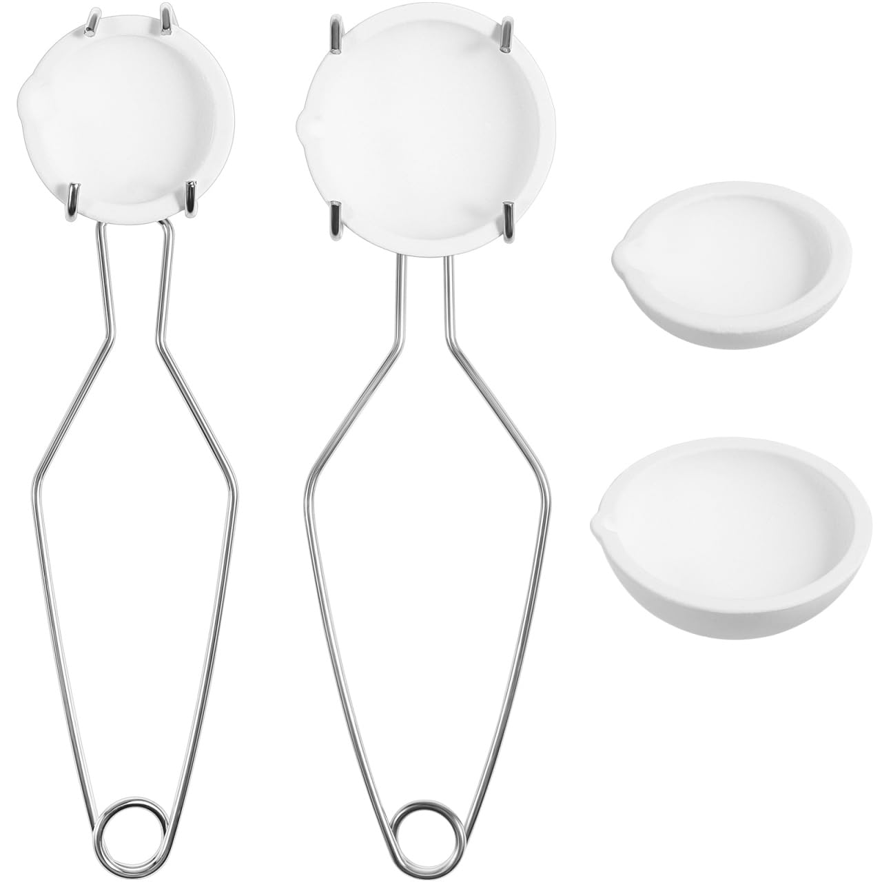 Anneome Crucible Kit with Tongs Different Capacity Metal Melting Crucibles for Jewelry Casting High-Temperature Resistant Easy to Use for Melting