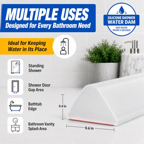 Image of 0.55in Transparent Shower Water Dam 39 Inch Mini Trapezoid | Dry and Wet Separation Door Dam Water Stopper Kitchen Shower Threshold Silicon Water Blocker