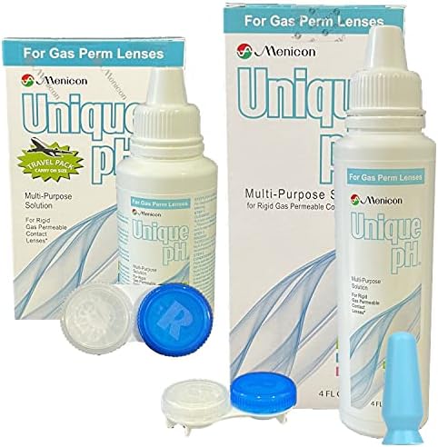 Menicon Unique pH Multi-Purpose Solution 4 Oz, Unique pH Travel Pack 2.5 Oz and DMV Scleral Cup Large Contact Lens Handler, Remover Bundle of 3 Items