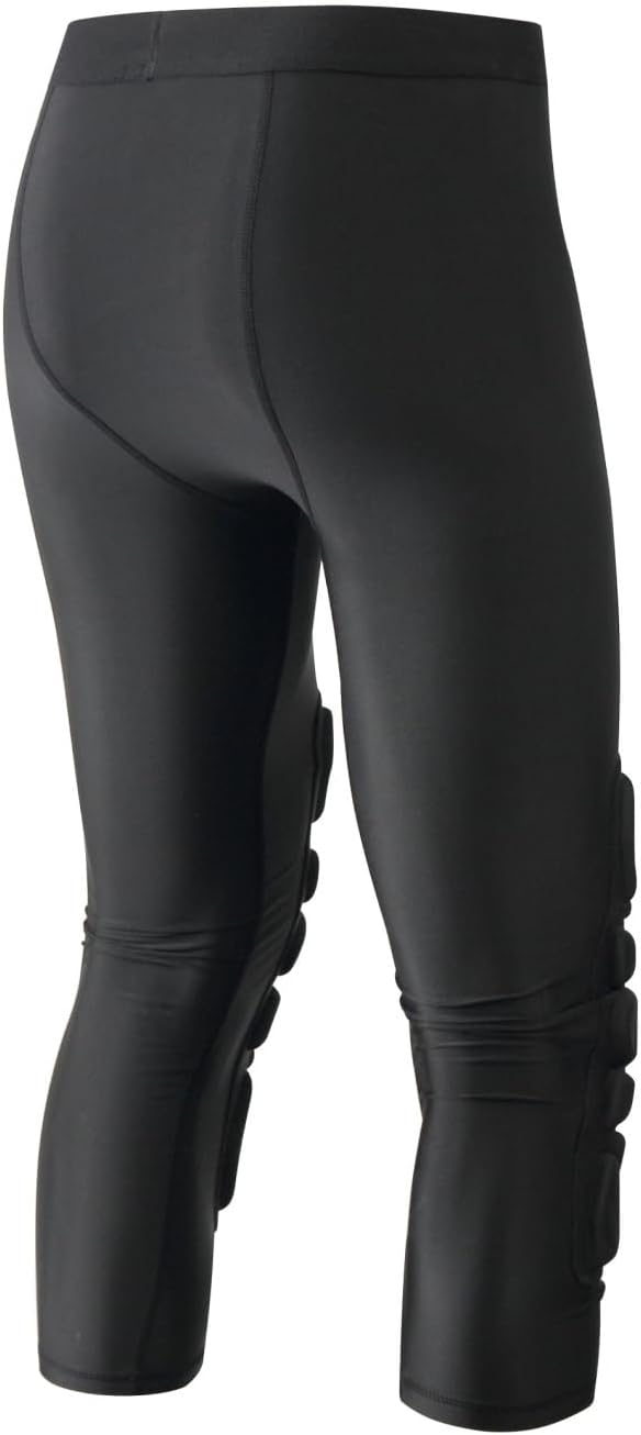 Men Basketball Leggings with Knee Pads, 3/4 Padded Compression Pants with Cup Pocket - Image 3