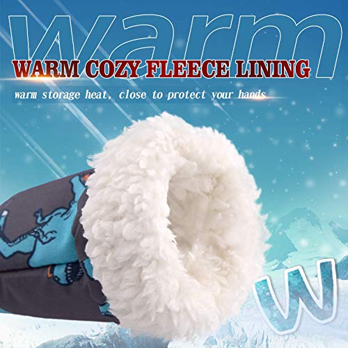 Toddler Infant Winter Mittens Lined With Fleece Easy-On Baby Boy Girls Warm Gloves Outdoor (C-Grey Dinosaur-2,L (2-4 Years)) #TOP2