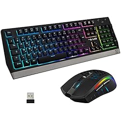 Teclado Y Mouse Iluminado The G-Lab Combo Tungsten – Pack de Teclado y Ratón Gaming Inalámbrico Retroiluminado - Teclado Gaming Inalámbrico Layout Español + Ratón Gaming Inalámbrico 2400 dpi – PC/PS4/PS5/Xbox One