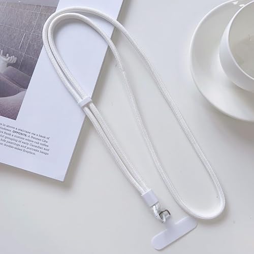 Durable Long Straps for Phone: Crossbody Chain, Woven Rope, Shoulder&Neck-Hanging Styles Sturdy Universal Fit for Phone Cases (Pure White)
