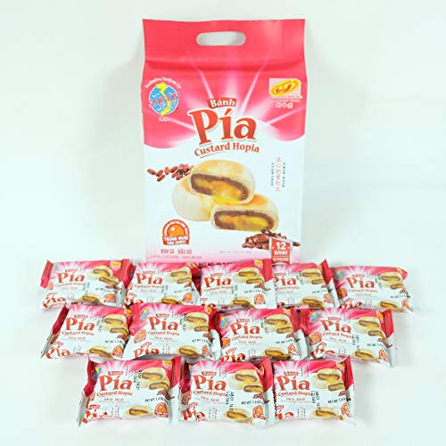 Banh Pia Pia Cake Lava Custard Hopia Cake Tan Hue Vien - Saigon Gourmet, Red Bean, 16.8 Oz, [Pack of 1]