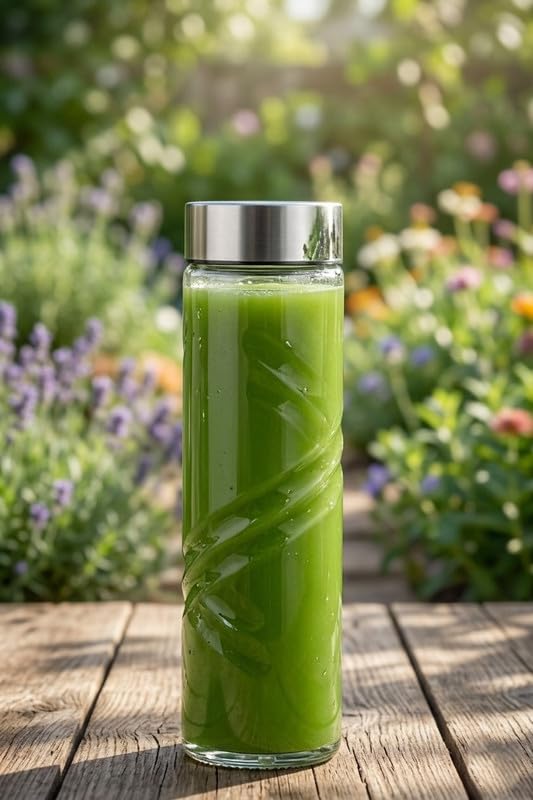 Image of CROCO JAR Wide Mouth Glass Water Bottle with Leak-Proof Airtight Double Layer Stainless Steel Lid for Water, Smoothie, Juices (750 ML Twirl Set of 2)