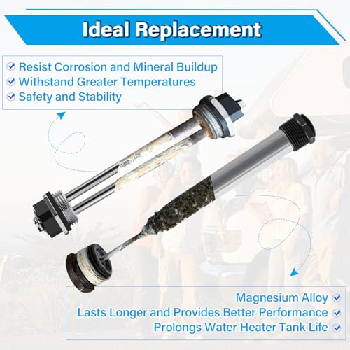 RV Water Heater Elements Kit Compatible with Suburban Water Heater Tanks, Include 9.25\" Magnesium Anode Rod*1, 520900 Electric Water Heating Element*1, Dual Hex Wrench*1 and Tape*1 Replacement Parts