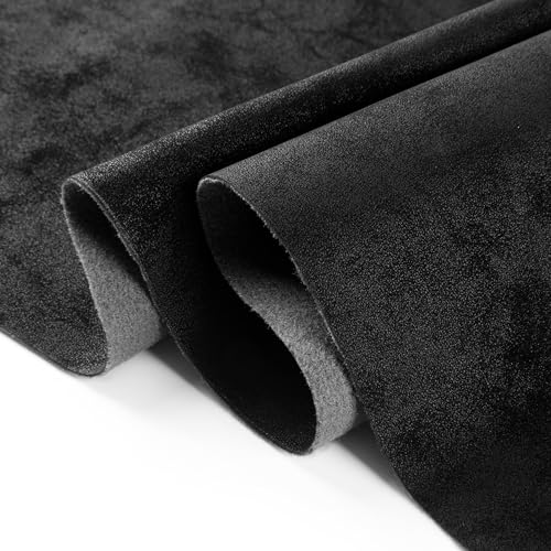 Frosted Faux Leather Fabric, Matte Suede-Like Hard Texture PU Leather Sheet, Waterproof & Wear-Resistant for Upholstery, Automotive Interior, DIY Crafts, Apparel & Home Decor (Matte Black, 1 Yard)