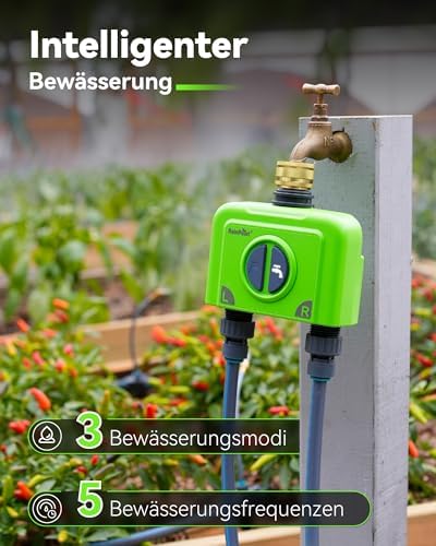 Bild 3 - RAINPOINT Bewässerungscomputer WLAN 2 Ausgänge mit Antennen-Gateway und Messingeinlass Smart Bewässerungssteuerung mit APP/Sprachsteuerung IP65 Garten Automatische Bewässerungssystem, 2x6 Zeitplänen
