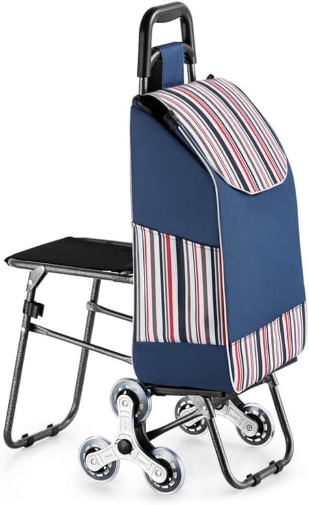 Wózek Na Zakupy Wózek Na Zakupy Spożywcze Chodziki Dla Seniorów Rolling Walker Przenośny Wózek Na Zakupy Z Siedziskiem Do Odpoczynku Wózek Do Wspinania Się Po Schod, A, 88 * 26cm