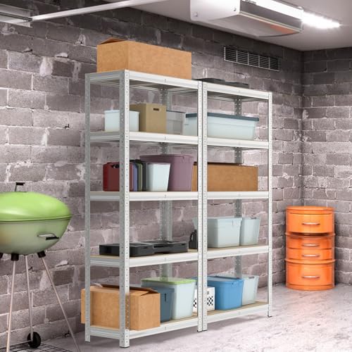 VickyHome Garage Shelves, 5 Tier Heavy Duty Shelving Unit Storage Rack, 875KG Capacity 175KG Per Shelf Workshop Storage Metal Shelf with Adjustable Height Pantry Shelves for Storage, 150CM Silver - Image 3