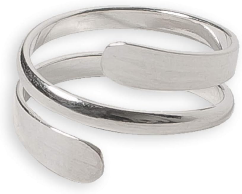 TOE RINGS & THINGS Pipeline Wrap Around Ring in .925 Sterling Silver | Unisex Adjustable Spiral Ring for Men & Women | One Size Fits Most | Handcrafted