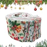 Tela De Jelly Roll Para Navidad,40 Navideños De Tela En Cuadrados Y Tiras,Cuadrados de Gelatina para Costura Manualidades Libros Pegatinas Paneles Invierno - Suministros Para Fiestas Y Manualidades Co