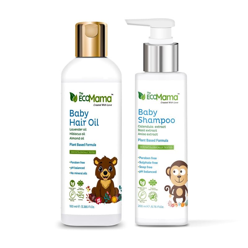 The Eco Mama Baby Hair Oil & Gentle Cleansing Baby Shampoo Combo with Toxin Free Natural Ingredients| For Newborn and Babies Complete Hair & Skin Care (100 ml + 200 ml)-image-44