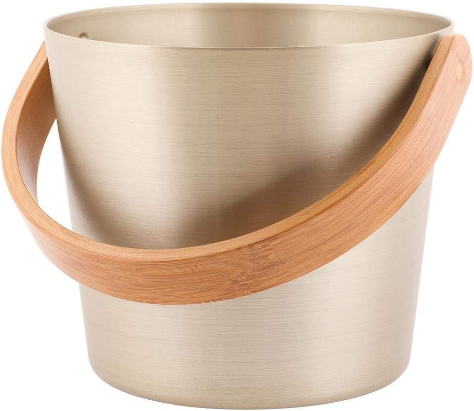 Sauna Bucket - Aluminium with Bamboo Handle - Champagne - 5 litres