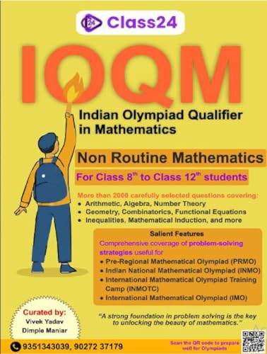 Image of IOQM Book for Class 8 to 12 Complete Guide for IOQM PRMO RMO INMO IMO with Theory Practice Questions and Advanced Mathematics Olympiad Preparation (Olympiad by CLASS24) | IOQM Book (Class 8-12) for IOQM, PRMO, RMO, INMO, IMO & other Olympiad exams (2026).