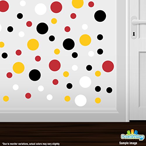 Black/Red/White/Yellow Vinyl Wall Stickers - 2 & 4 Inch Circles (60 Decals) #TOP2